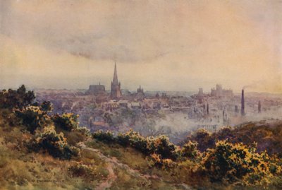 Norwich z Mousehold Heath (kolor lito) autorstwa Ernest William Haslehust