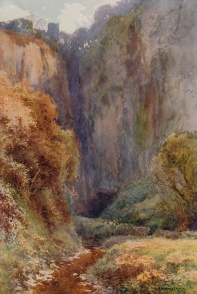 Peak Cavern Gorge, Castleton (kolor lito) autorstwa Ernest William Haslehust