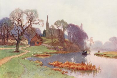 Tamiza: Clifton Hampden (kolorowa litografia) autorstwa Ernest William Haslehust