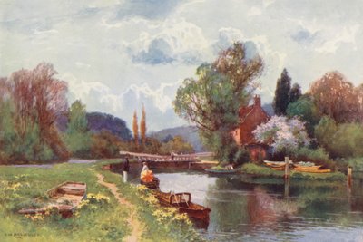 Tamiza: Śluza Hurley (kolorowa litografia) autorstwa Ernest William Haslehust