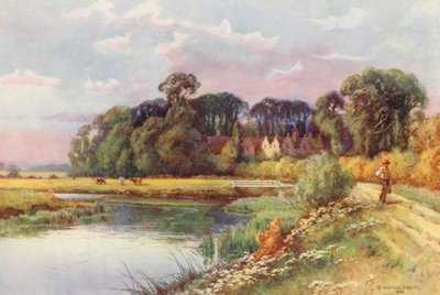 Tamiza: Kelmscott (kolorowa litografia) autorstwa Ernest William Haslehust
