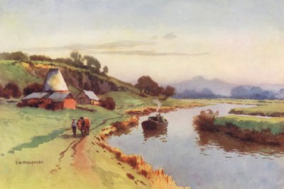 Tamiza: Widok z mostu Sutton (kolorowa litografia) autorstwa Ernest William Haslehust