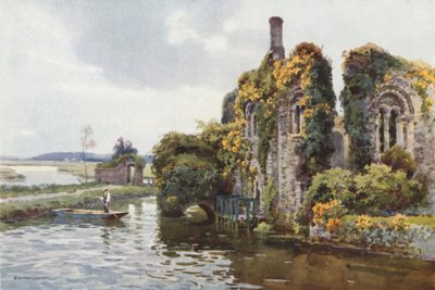 Ruiny Norman House, Christchurch (kolor lito) autorstwa Ernest William Haslehust