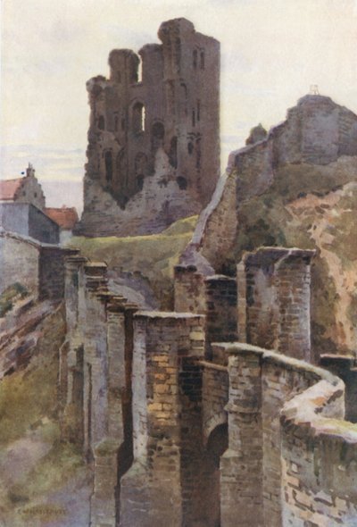 Zamek Scarborough (kolor lito) autorstwa Ernest William Haslehust