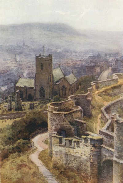 Kościół Mariacki z murów zamkowych (kolor lito) autorstwa Ernest William Haslehust