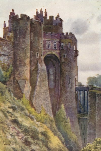 Wieża konstabla, Zamek Dover (kolor lito) autorstwa Ernest William Haslehust