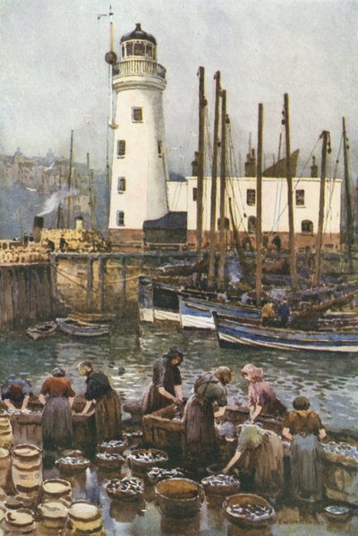 Port w sezonie śledziowym (kolor lito) autorstwa Ernest William Haslehust