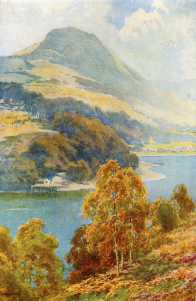 Cieśniny Balmaha z Inch Cailleach (kolor litho) autorstwa Ernest William Haslehust