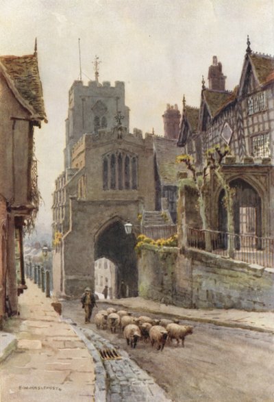West Gate, Warwick (kolor lito) autorstwa Ernest William Haslehust