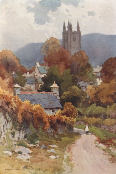 Widecombe on the Moor (kolor lito) autorstwa Ernest William Haslehust