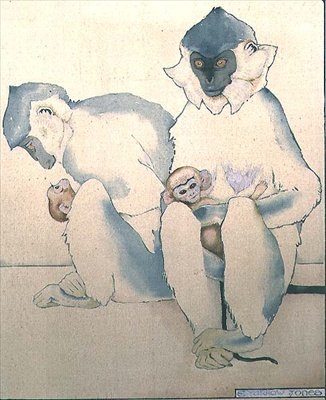 Babes (Langury czarnogłowe) (akwarela) autorstwa Ernest Yarrow Jones
