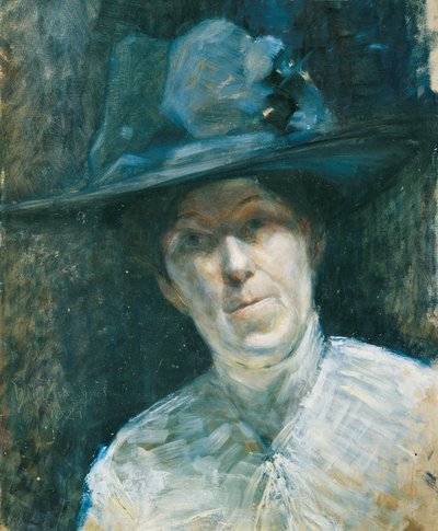 Pani w niebieskim kapeluszu autorstwa Ernestine von Hüttenbrenner