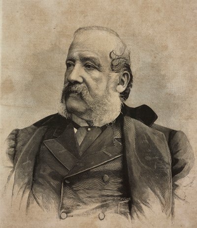 Portret Gerolamo Induno (1825-1890), włoskiego malarza, rycina Ernesto Mancastropy z fotografii Guigoni i Bossi, z L