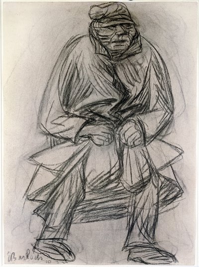 Postać żebraka. Rysunek Ernsta Barlacha (1870-1938) Muzeum Sztuki Nowoczesnej w Nowym Jorku autorstwa Ernst Barlach