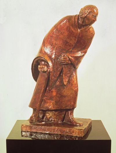 Stara kobieta z laską, 1913 (brąz) autorstwa Ernst Barlach