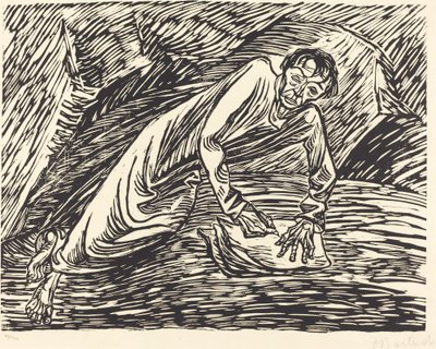 Piszący prorok św. Jan na Patmos, 1919. autorstwa Ernst Barlach
