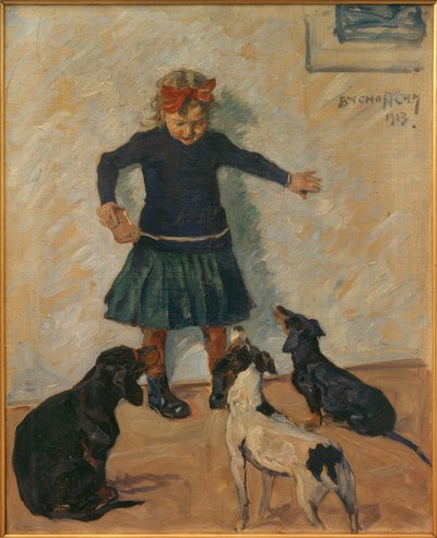 Dziewczyna z psami autorstwa Ernst Bischoff Culm