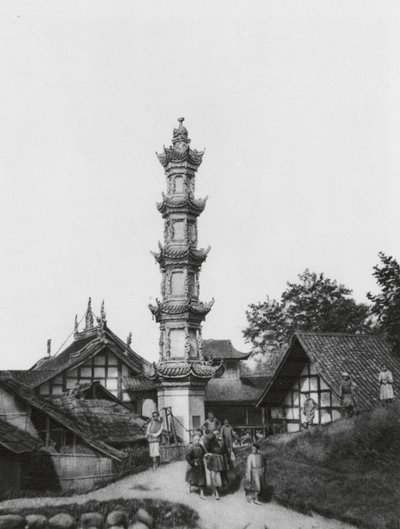 Kiungchou, Szechuan, wioska (zdjęcie czarno-białe) autorstwa Ernst Boerschmann