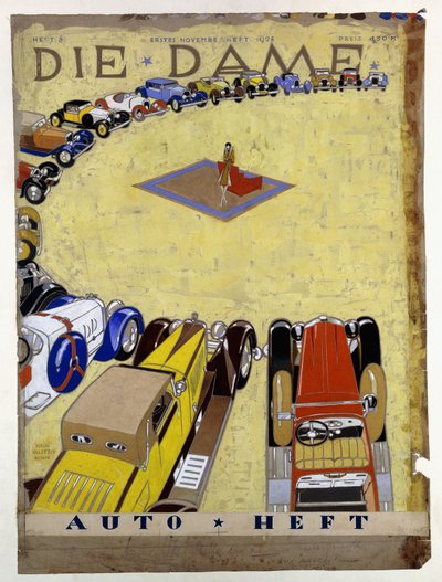 Projekt okładki magazynu „The Lady Auto Magazine First November Magazine 1932” autorstwa Ernst Deutsch Dryden