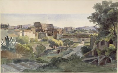 Widok na Forum Romanum z Koloseum w kierunku Lateranu autorstwa Ernst Fries