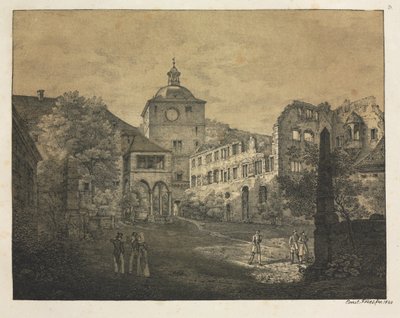 Sześć widoków zamku w Heidelbergu: taras zamkowy autorstwa Ernst Fries