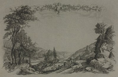 Sześć widoków zamku w Heidelbergu: okładka, scena polowania, 1820. autorstwa Ernst Fries