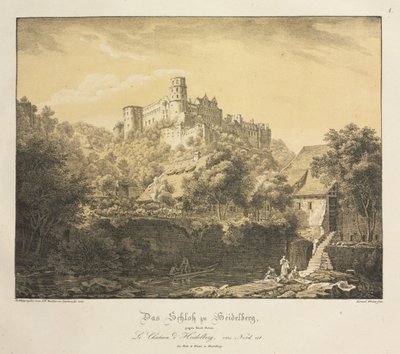 Sześć widoków zamku w Heidelbergu: na wschód, 1820 r. autorstwa Ernst Fries
