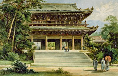 Świątynia buddyjska w Kioto, Japonia, z „Historii ludzkości”, tom III, autorstwa prof. Friedricha Ratzela, 1898 autorstwa Ernst Heyn