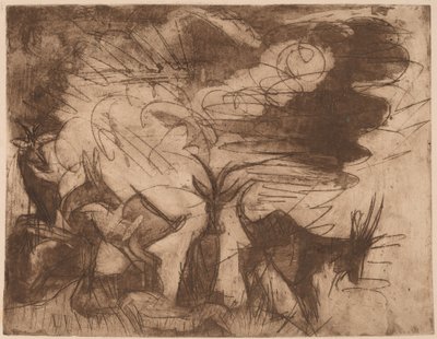 Kozy i Chmury, 1919. autorstwa Ernst Ludwig Kirchner