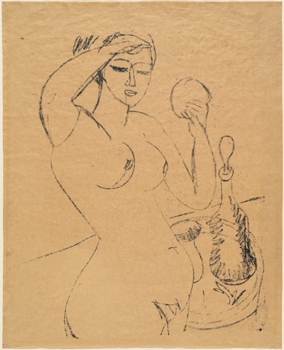 Naga dziewczyna w toalecie, 1912. autorstwa Ernst Ludwig Kirchner