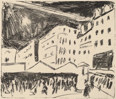 Stary Rynek w Dreźnie z dorocznym Jarmarkem, 1910. autorstwa Ernst Ludwig Kirchner