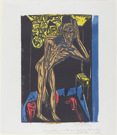 Cudowna historia Petera Schlemihla: Schlemihl w samotności pokoju..., 1915. autorstwa Ernst Ludwig Kirchner