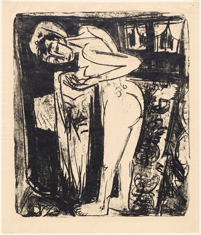 Stojąc nago w pokoju, 1921. autorstwa Ernst Ludwig Kirchner