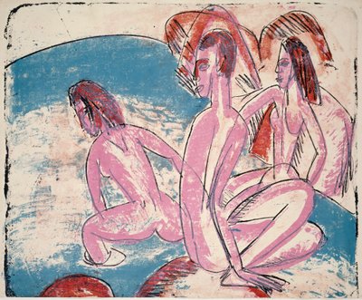Trzech kąpiących się przy kamieniach, 1913. autorstwa Ernst Ludwig Kirchner