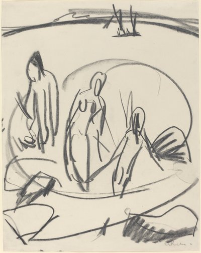 Trzech Kąpiących się w Morzu, ok. 1930 r. 1914. autorstwa Ernst Ludwig Kirchner
