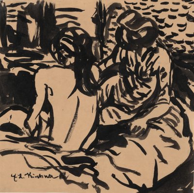 Dwa akty na łóżku Izabela i młodsza dziewczyna, c. 1906. autorstwa Ernst Ludwig Kirchner