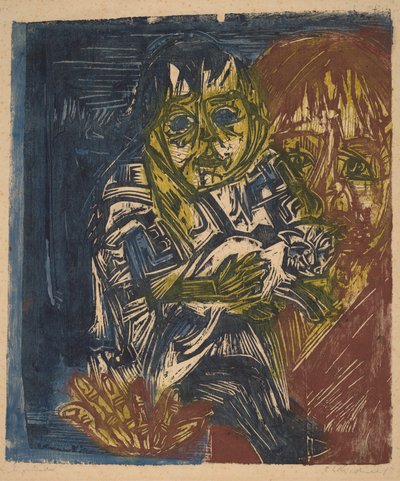 Kobieta z dzieckiem i kotem, 1919. autorstwa Ernst Ludwig Kirchner