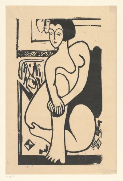 siedząc nago autorstwa Ernst Ludwig Kirchner (signed by artist)