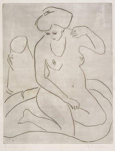 Nude w tubie z naszyjnikiem. 1909 autorstwa Ernst Ludwig Kirchner