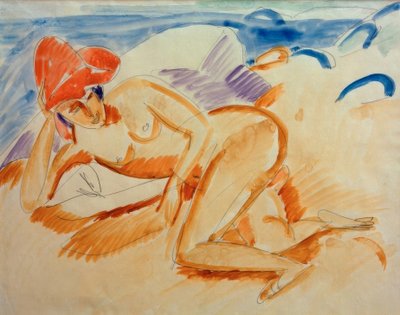 Akt w czerwonym kapeluszu autorstwa Ernst Ludwig Kirchner
