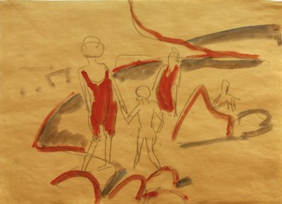 Kąpiących się na plaży Fehmarn autorstwa Ernst Ludwig Kirchner