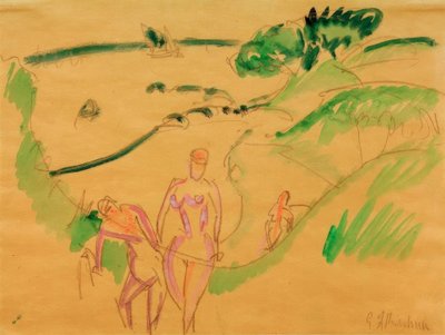 Kąpiących się na wybrzeżu Fehmarn autorstwa Ernst Ludwig Kirchner