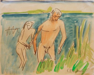 Kąpiących się w Moritzburgu autorstwa Ernst Ludwig Kirchner