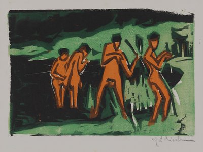 Kąpiący się rzucają trzciny autorstwa Ernst Ludwig Kirchner
