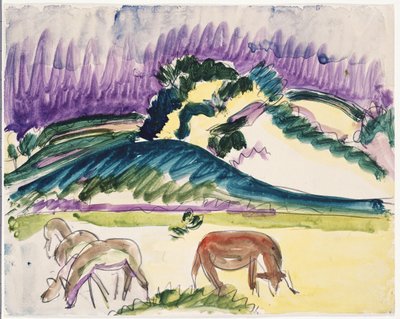 Krowy na pastwisku pod wydmami, 1913 autorstwa Ernst Ludwig Kirchner