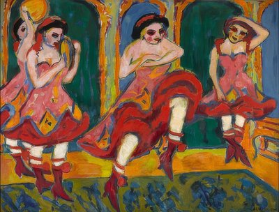 Tancerze z Czardasza. 1908-20 autorstwa Ernst Ludwig Kirchner