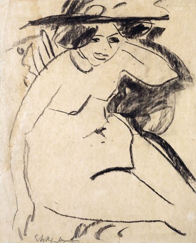 Dido w kapeluszu; Dido mit Hut, ok.1909 autorstwa Ernst Ludwig Kirchner