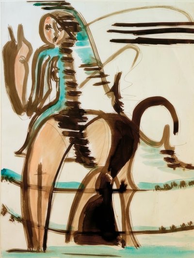 Jeździec (1. większa wersja) autorstwa Ernst Ludwig Kirchner