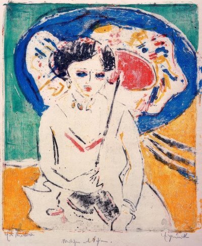 Dodo z japońską parasolką autorstwa Ernst Ludwig Kirchner