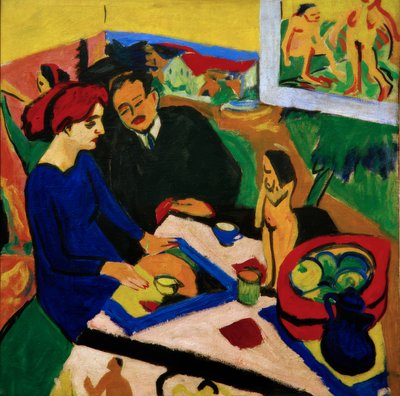 Doris i Heckel przy stole autorstwa Ernst Ludwig Kirchner
